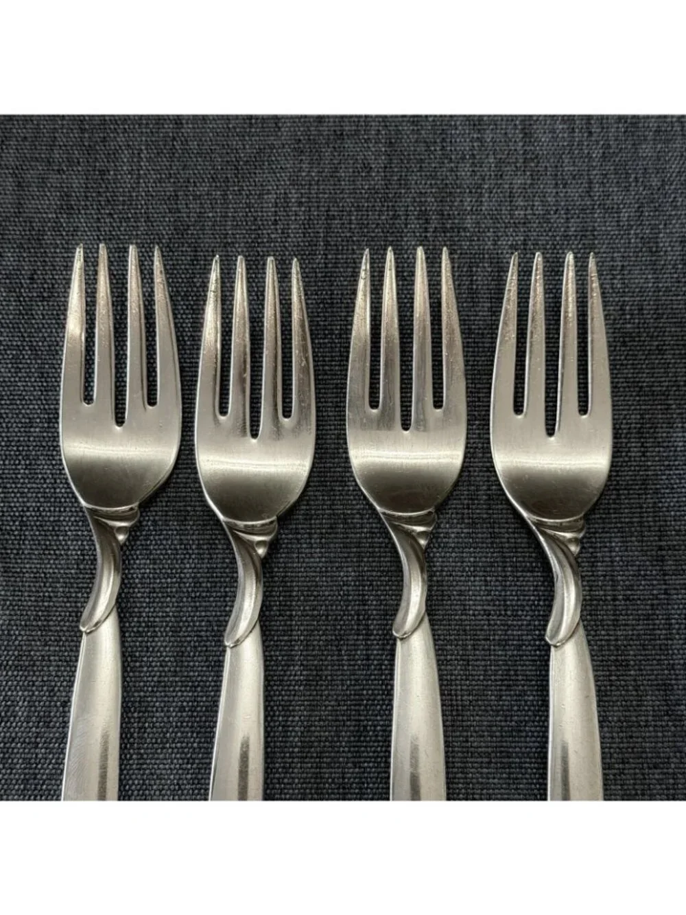 4 International Silver 1847 Rogers Bros FLAIR Silverplate Salad Forks 1956